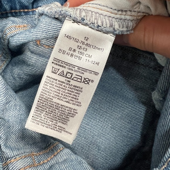 GAP  Wide Stride Distressed Jeans Teen Size 12 27x27" Light Wash Blue Baggy - Picture 4 of 10